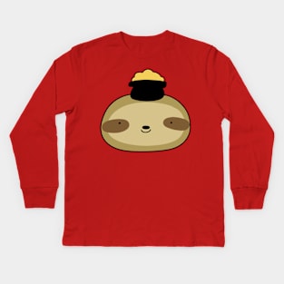 Pot of Gold Sloth Face Kids Long Sleeve T-Shirt